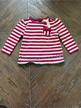 Matilda Jane Striped Long-Sleeve Dress with Embroidered Hem Size 0-3M